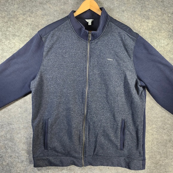 Calvin Klein Other - Calvin Klein Mens XXL Full Zip Sweatshirt Blue Marled Mixed Media Fleece Jacket